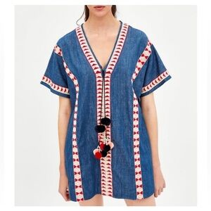 Zara Embroidered Mini Dress